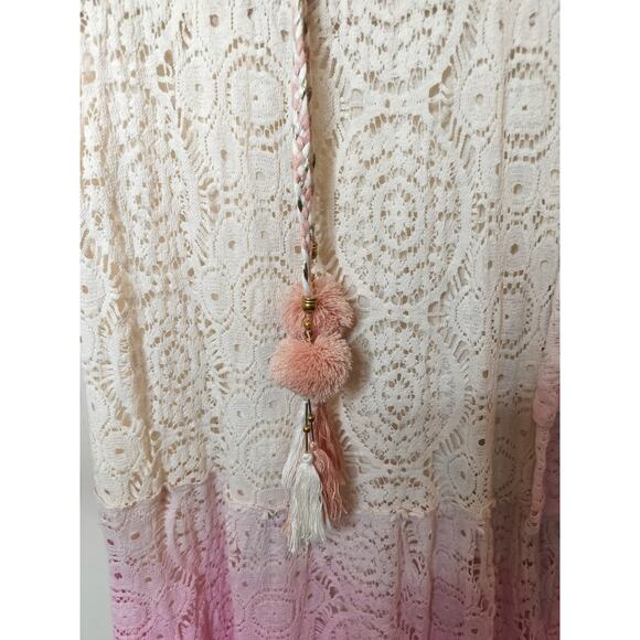 Venus Lace Maxi Dress Flare Sleeve Ombre Whimsy Cottage Fairy Boho - Picture 9 of 13